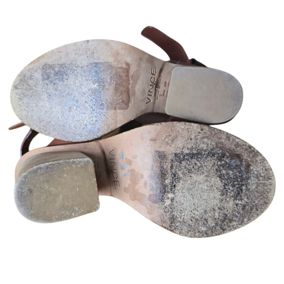 VINCE Haley Heel in Whiskey Sandals size 6 brown chunky - Picture 8 of 8